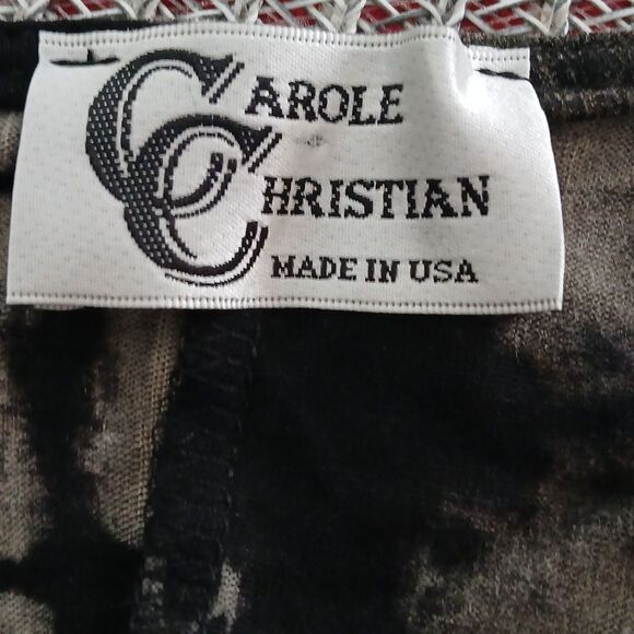 Carole Christian black tan shark bite long sleeve casual tunic top Sz S - Picture 5 of 5